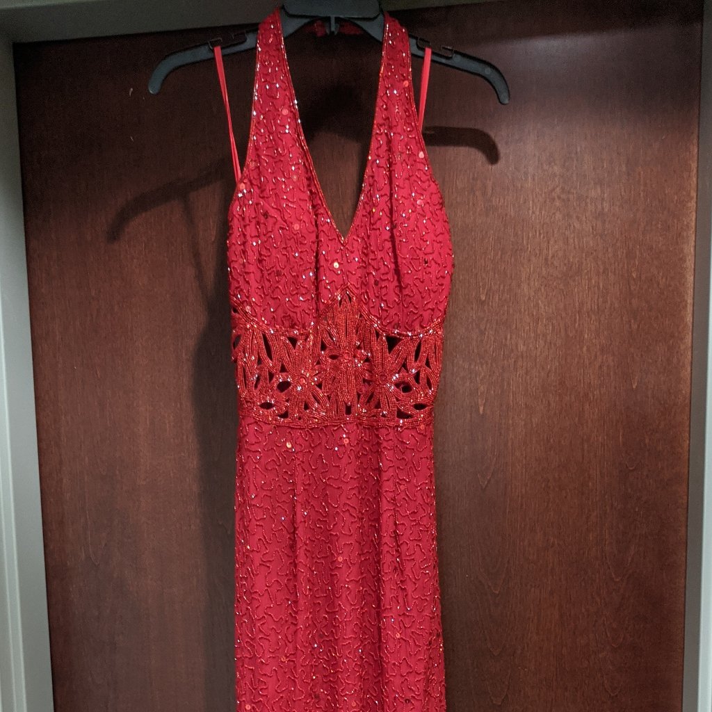 Red Sean 7932 Size Medium Red Prom Dress 100% Silk
